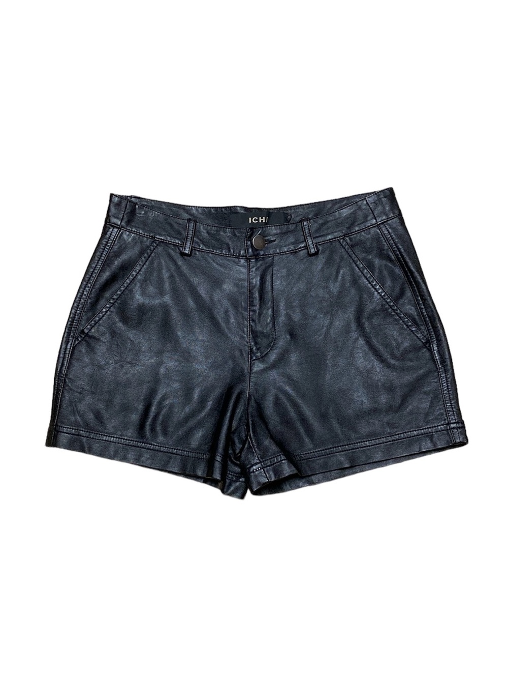 Ichi Pleather Shorts Women’s 34 Black Faux Leather Casual Bottoms